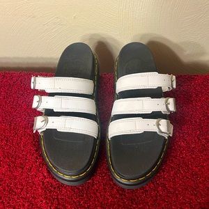 Dr. Martens Blair Slides White Triple Strap Platform Sandals Size 10